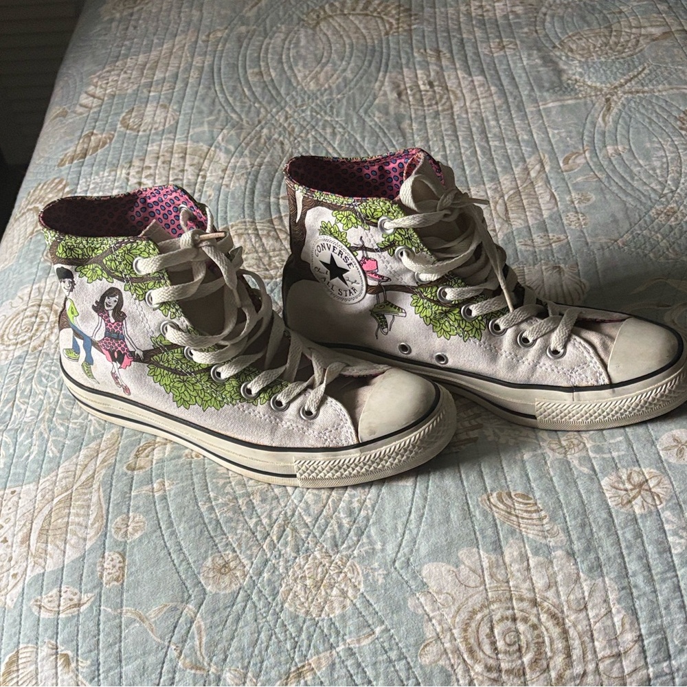 Rare Converse High Tops  "Teens in a Tree" or "Comics" graphic.